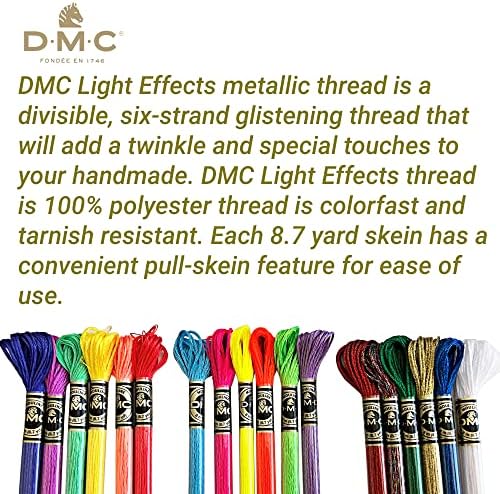 Fletivo de bordado de efeitos de luz DMC, pacote de threads dmc. 6 férias, 6 tropicais, 6 brilho de fluoresa