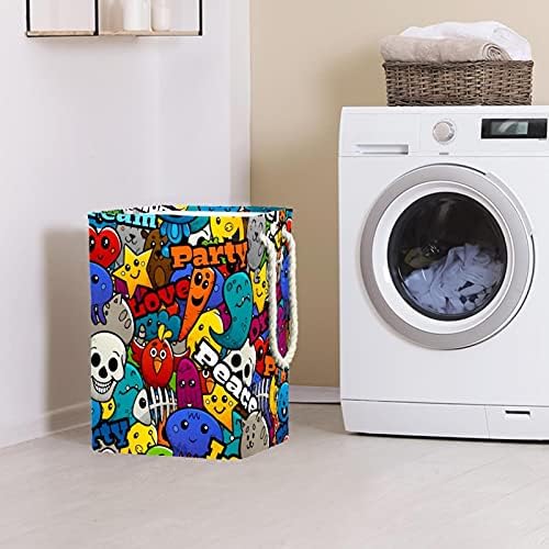 Grande cesta de lavanderia com alças, oxford de tecido de oxford cesto de lavanderia de lavanderia de roupas