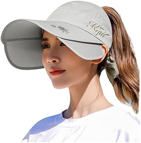 Chapéu de viseira de borda retrátil para mulheres esportivas de sol ar ampla abordagem de proteção UV Praia