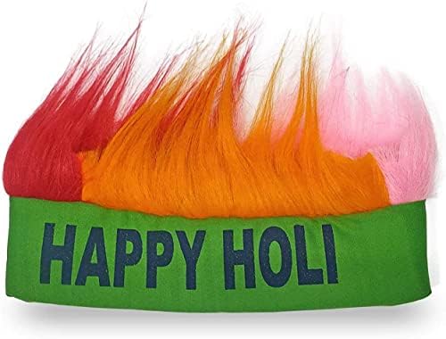 Genieland Men Mulheres Multicolor Happy Holi Funny Hair Style Topi Holi Hai Caps HAT HAT INDIAN FESTIVAL PARTE