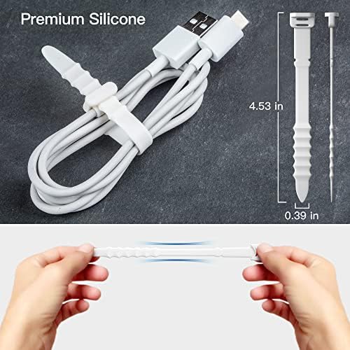 PZOZ Reutilable Cable Zip, 4,5 polegadas elásticas de silicone elástico Cordão Organizador de tiras de gerenciamento