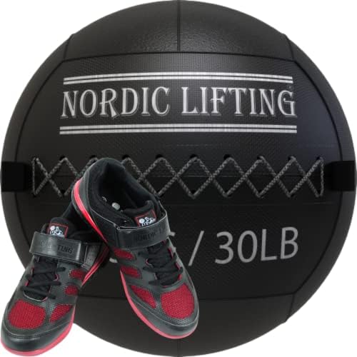 Bola de parede de elevação nórdica 30 lb pacote com sapatos Venja tamanho 11 - preto vermelho