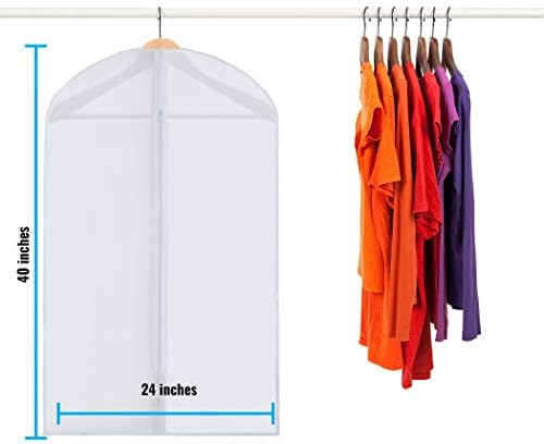 Plixio 40 Sacos de vestuário transparentes para roupas penduradas - sacos de trajes de plástico