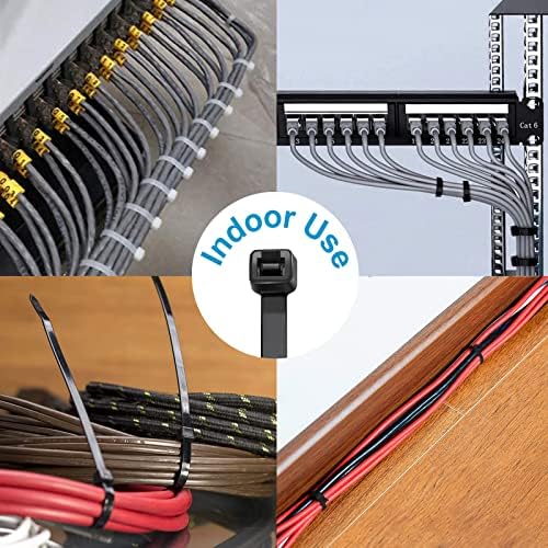 Zip laços de 14 polegadas, preto, resistência à tração de 50 lb, cabos de cabo resistentes a UV