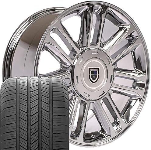 OE Wheels LLC Rims de 20 polegadas se encaixa Chevy Silverado Tahoe Sierra Yukon Escalade CA83 Chrome 20x9 Bordas