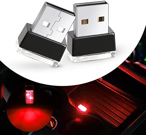 Ouzorp 2 pcs mini luz LED USB, iluminação interior de carro LED DC 5V Smart USB LED atmosfera laptop leve