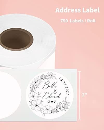 Impressora de etiqueta Phomemo com etiqueta rosa térmica - 2 x 2, 750 folhas