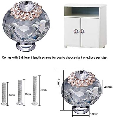 Botões de gabinete Crystal Clear Glass Zinc Light Pull Handles para gavetas de cômodas de mobiliário Pacote