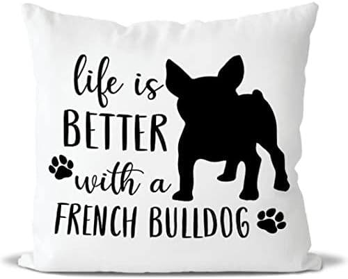 A vida é melhor com um travesseiro francês de buldogue, o travesseiro de bulldog, o quarto da sala