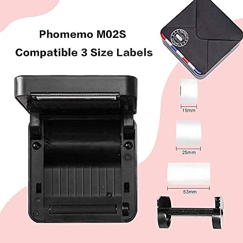 PHOMEMO M02S Pocket Thermal Printers- Bluetooth Photo Printer com 3 rolos de papel branco transparente, compatíveis