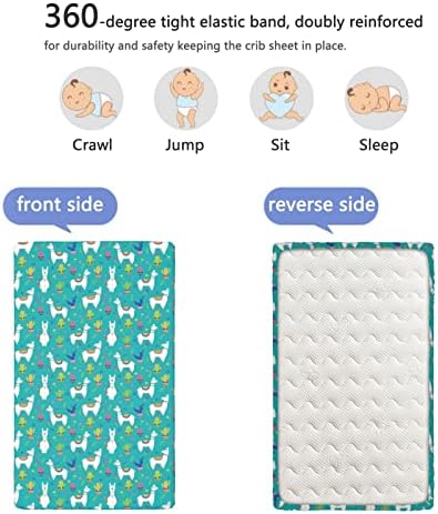 Lhama com tema de mini folhas de berço, lençóis de berço portáteis de berço portáteis, lençóis de berço