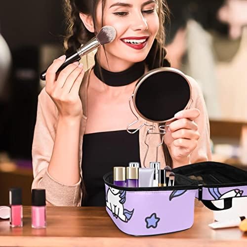 Bolsa de maquiagem de unicórnio fofa para mulheres meninas, bolsa de cosméticos Bolsa organizadora de