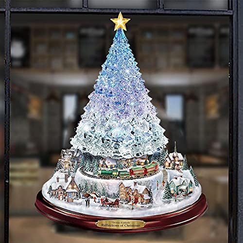 Bambw 20x30cm Christmas Crystal Tree Santa Claus boneco de neve rotativo Janela de janela Adesivo de