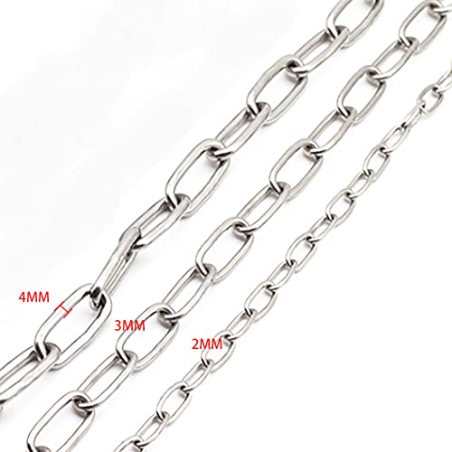 Cadeias de segurança de aço inoxidável 20 polegadas x 3 mm de comprimento Anéis de corrente de ligação Cadeia