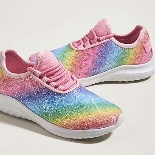 K Kip Wok Girls Glitter Sneakers Sliple Slip em sapatos de caminhada para crianças/crianças tênis