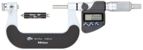 Mitutoyo 326-254-10 Micrômetros de rosca de parafuso LCD, parada de catraca, faixa de 75-100