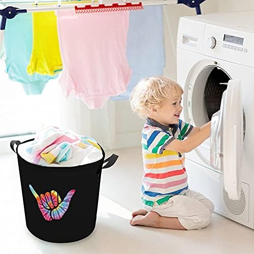 Paz Dye Dye Oxford Caspo de lavanderia com alças de cesta de armazenamento para organizador de brinquedos cesto
