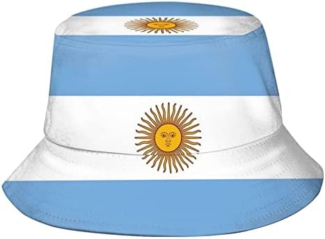 Linda Argentina Flag Balde Chapéu Pacável Argentina Pesca Hat Hat Summer Travel Beach Sun Hat Hat Out for Men Mulheres