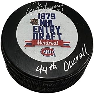 Guy Carbonneau assinou 1979 Draft Puck - 44º geral - Autografado NHL Pucks