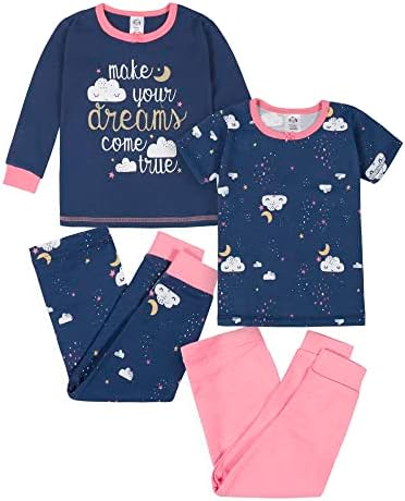 Pijamas de algodão de 4 peças de Gerber Baby Girls