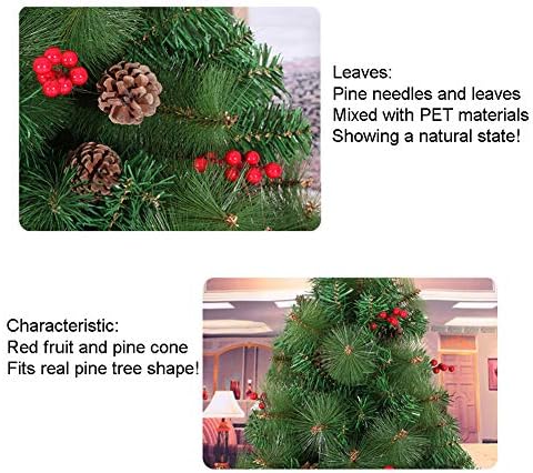 Árvore de Natal com 6 pés de Natal com pinheiros e frutas, pinheiros artificiais de Natal articulados premium