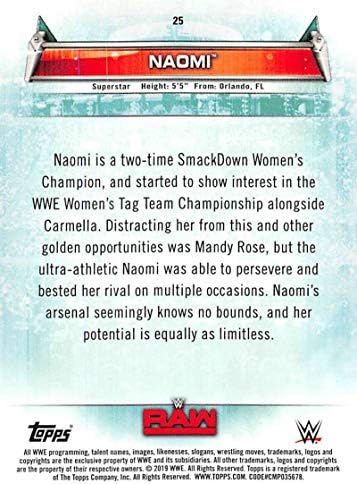 2019 Topps WWE Women's Division 25 Naomi Wrestling Trading Card