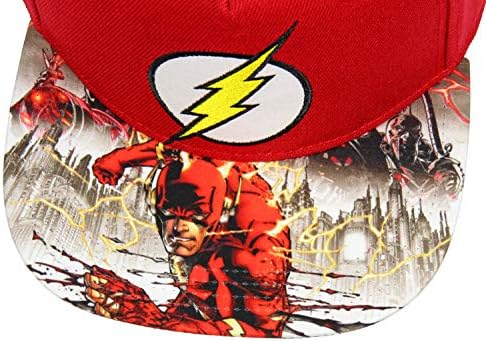 DC Comics Flash Hat Hat Kids Bordado Logo Capinho de Snapback da Juventude Photoreal