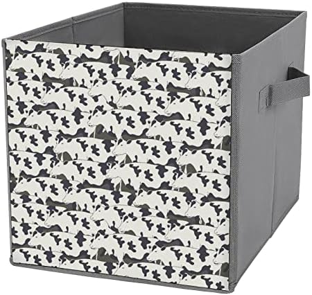 TODAS as vacas Bins de armazenamento de padrões Cubos Organizadores de tecido dobrável com alças Roupes Bag