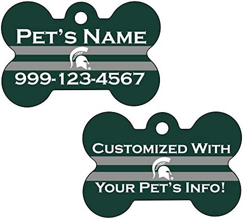 Michigan State Spartans 2-lises Pet Id Dog Tag | Oficialmente licenciado | Personalizado para o seu animal de