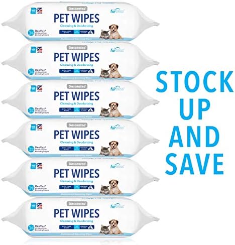 Vetnique Furbliss Hygienic Pet Wipes para cães e gatos, limpeza de limpeza e desodorização hipoalergênica