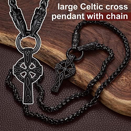 Chainspromax homens chunky viking mjolnir/fenrir lobo/colar celta/runa, com cadeia de 28 polegadas, lata