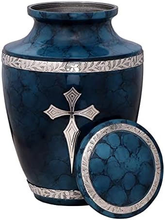 ELITE DIVINA ELITE ELITE CRUZ Blue Cremação decorativa urna | As cinzas humanas urna adulta, enterro, cremação