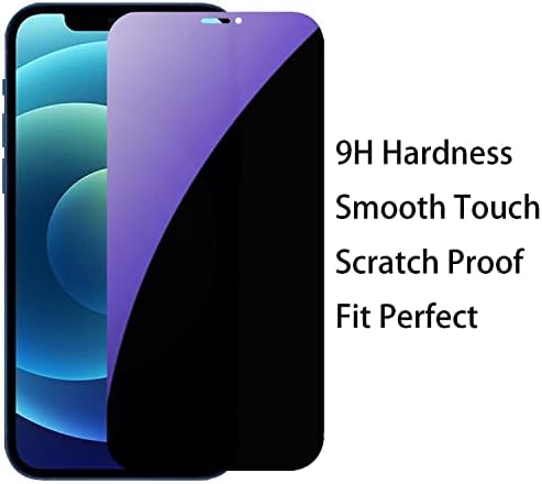 BWEDXEZ 3 Pacote anti-azul Suje de vidro temperado para iPhone 12 / iPhone 12 Protector de tela anti-spy Filme