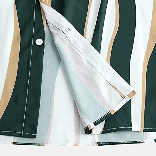 Camisetas T de Summer Oversized para Men Sleeve Sleeve Casual Casual Button Pocket Stripe Print E Couture