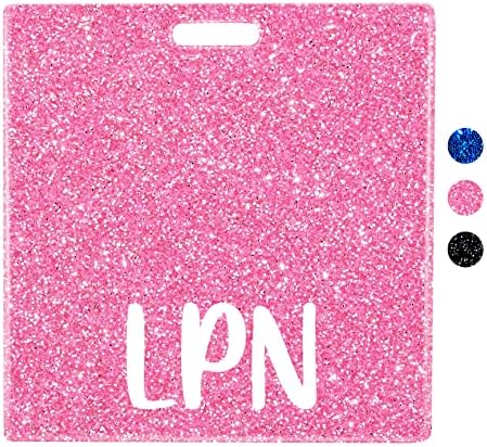 Plifal LPN Badge Buddy Card Acessórios de enfermagem Glitter Glitter Pink Horizontal Identification Tags
