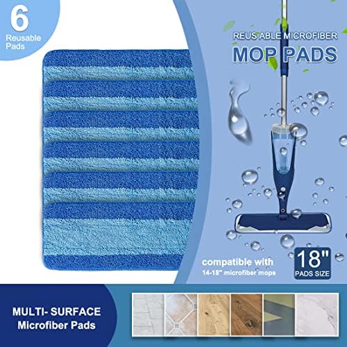 6 Pack Microfiber Mop Pads para Bona Microfiber Cleaning Pad compatível com Bona MOP para piso de madeira