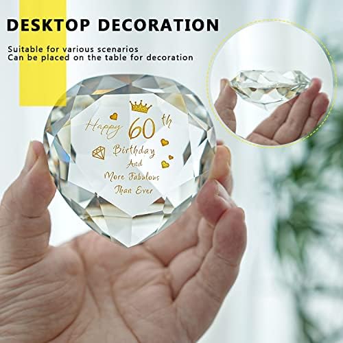 H&D Hyaline & Dora Glass Heart Diamond Cutt Paperweight 80mm Presentes de aniversário de 60 anos para seus felizes
