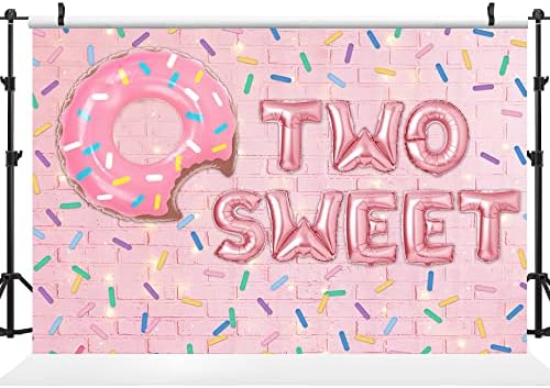 Ticuenicoa 5 × 3ft Donut Two Sweet Sweet Glitter Glitter Pink Brick Wall Girls 2nd Birthday Party Banner