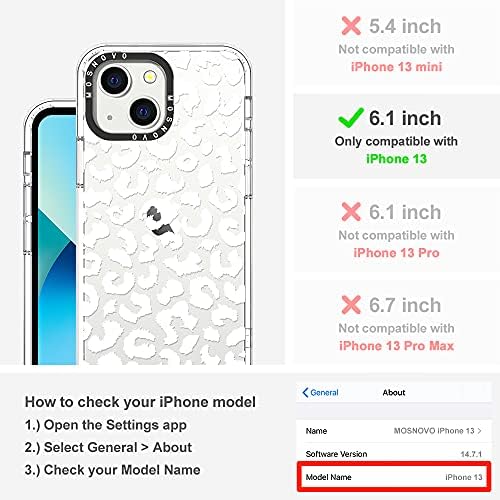 Mosnovo Compatível com a caixa do iPhone 13, estampa de leopardo branco para meninas homens [BufferTech