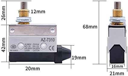 Interruptor de limite de êmbolo momentâneo cnhkau 380v 10a 1nc+1no painel de montagem micro switches