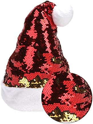 Bestoyard 2pcs chapéu de natal lantejas de pelúcia curta chapéu de natal decoração de boné de natal
