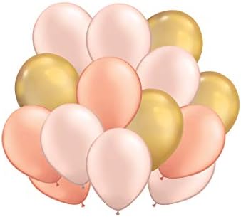 ANAZ Pressione 50 PCs Gold Gold, Rose Gold e Peach Color Latex Party Balloon Conjunto, chuveiro de noiva,