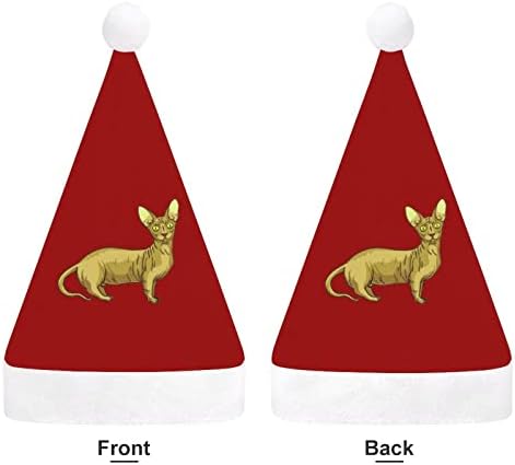 Sphynx Sphinx Cat Kitten chapéu de natal macho macio de santa gorro engraçado para festa festiva
