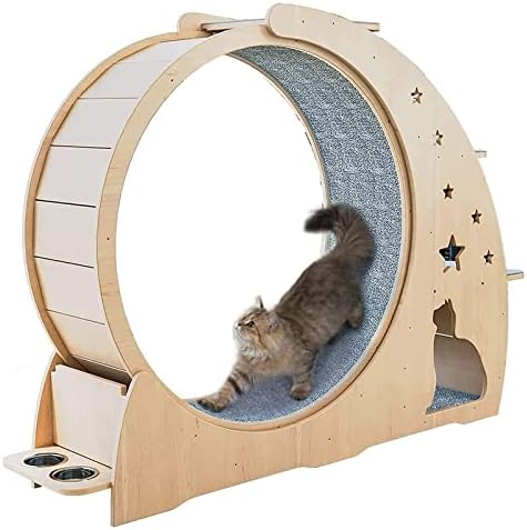 ATEXGY CAT THEADMILL CAT TEADMILL, Moldura de gato de gato de madeira maciça Roda de exercício, roda