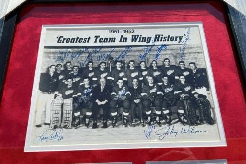 1951-52 Equipe de Detroit Red Wings assinou foto emoldurada com Gordie Howe 3x5 JSA CoA - fotos