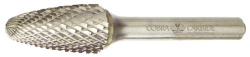 Cobra Carbide 10703 Micro Grain Burr de carboneto sólido, corte duplo, forma E SE-41, diâmetro de haste
