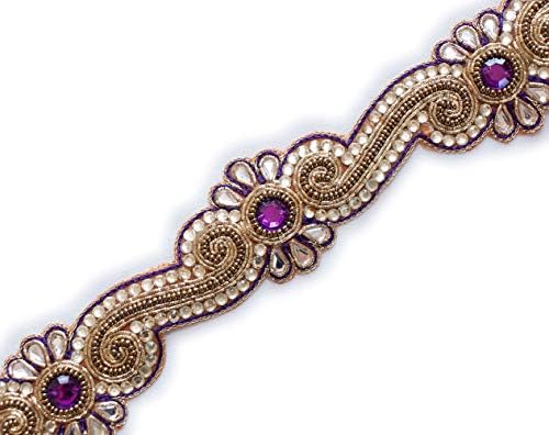 Heritage Trading Purple Badyed Sewing Trim Gold Bullices Rios de 1 ”de largura 1,5 jardas