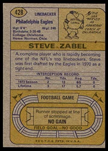 1974 Topps 428 Steve Zabel Philadelphia Eagles Good Eagles Oklahoma