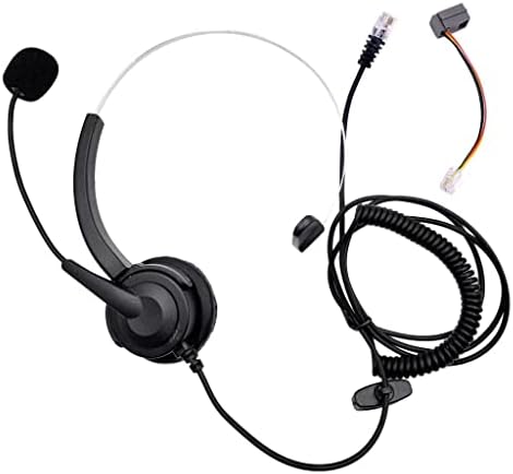 ALMENCLA RJ11 HandsFree Call Center Corded Telephone Monaural Headset, preto