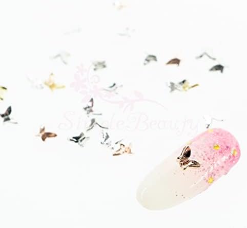100pcs 3 * 4mm Mini encantos de borboleta de borboleta Manicure Manicure Metal Metal 3D Crafts Diy Decorações